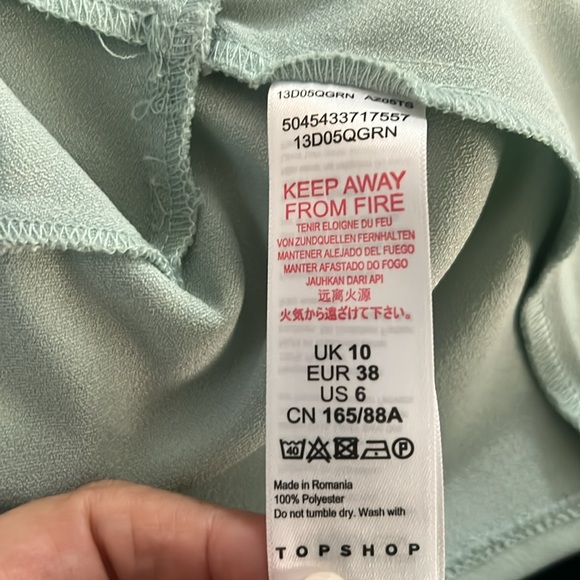 Topshop Pistachio Green Fitted Long Sleeve Top Button Detail Size 6 Pastel - Picture 10 of 11